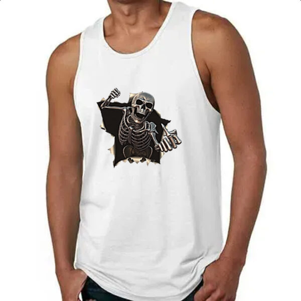 Camiseta Regata Caveira mal educada rasgando camisa - Imagem 4