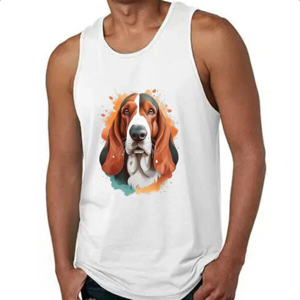 Camiseta Regata Basset Hound Watercolor Arte - Imagem 4