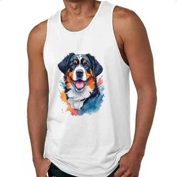 Camiseta Regata Boiadeiro de Berna Watercolor Arte - Imagem 4