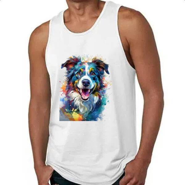 Camiseta Regata Border Collie Watercolor Arte - Imagem 4