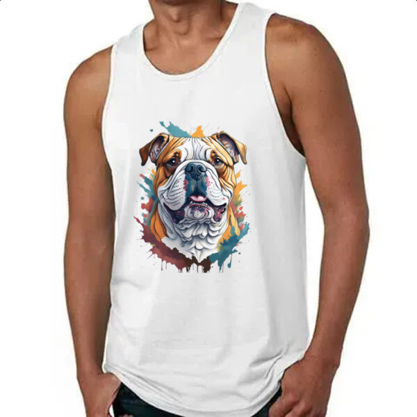 Camiseta Regata Bulldog ingles Watercolor Arte - Imagem 4