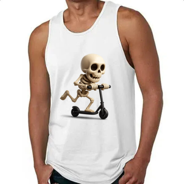 Camiseta Regata Caveira Cute andando de patinete - Imagem 4