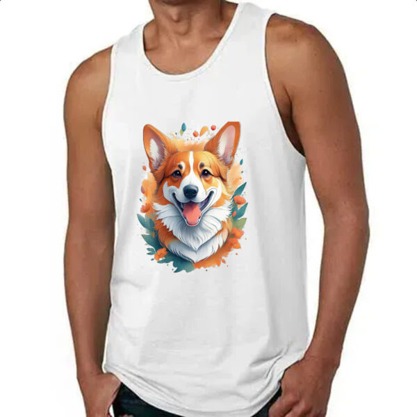 Camiseta Regata Corgi Watercolor Arte - Imagem 4
