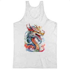 Camiseta Regata Dragao chines Watercolor Arte