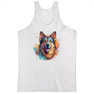 Camiseta Regata Pastor alemao Watercolor Arte