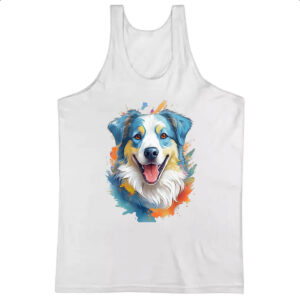 Camiseta Regata Pastor-australiano Watercolor Arte