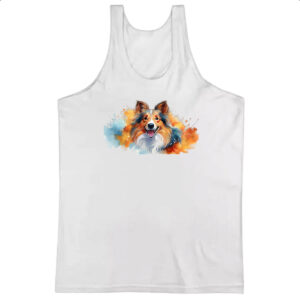 Camiseta Regata Pastor-de-shetland Watercolor Arte