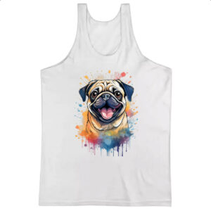 Camiseta Regata Pug Watercolor Arte