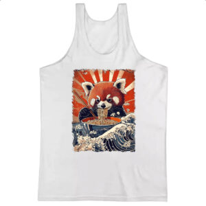 Camiseta Regata Panda vermelho comendo Lamen