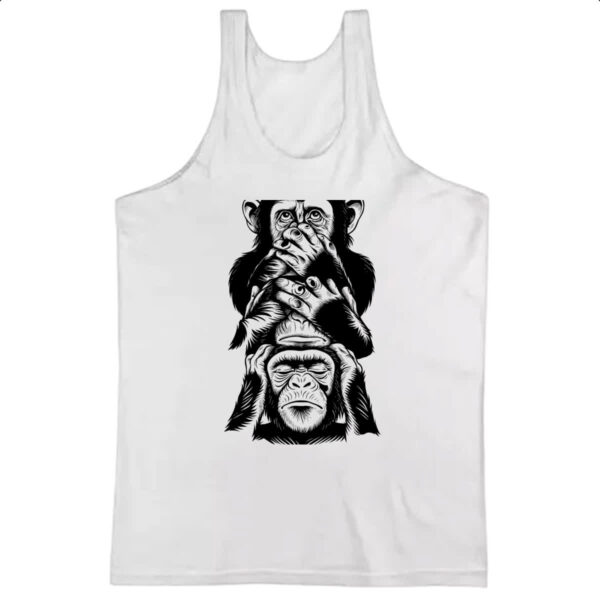 Camiseta Regata 3 macacos sabios chinpanzes
