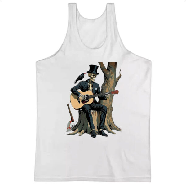 Camiseta Regata Esqueleto tocando violao
