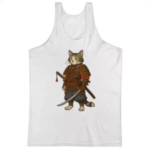 Camiseta Regata Gato Samurai Cartoon Art