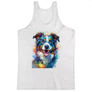 Camiseta Regata Border Collie Watercolor Arte
