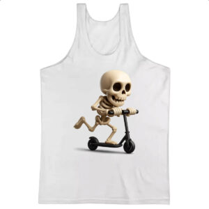 Camiseta Regata Caveira Cute andando de patinete