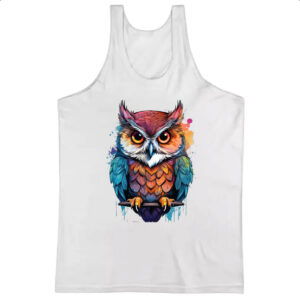 Camiseta Regata Coruja Watercolor Arte