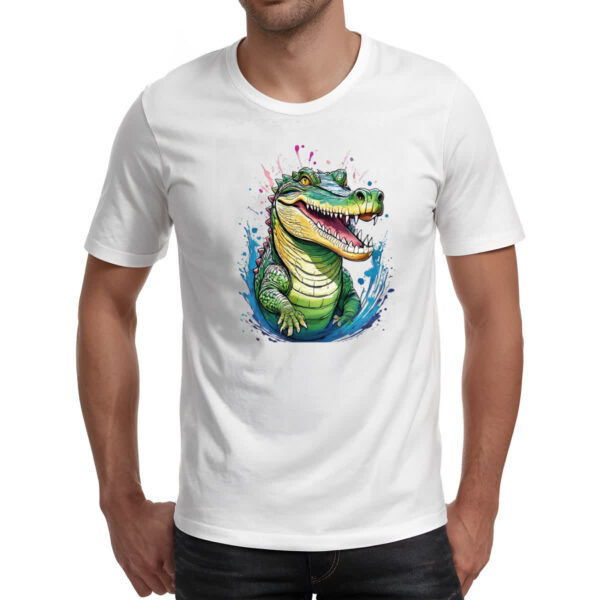 Camiseta Unissex Crocodilo Watercolor Arte - Imagem 2