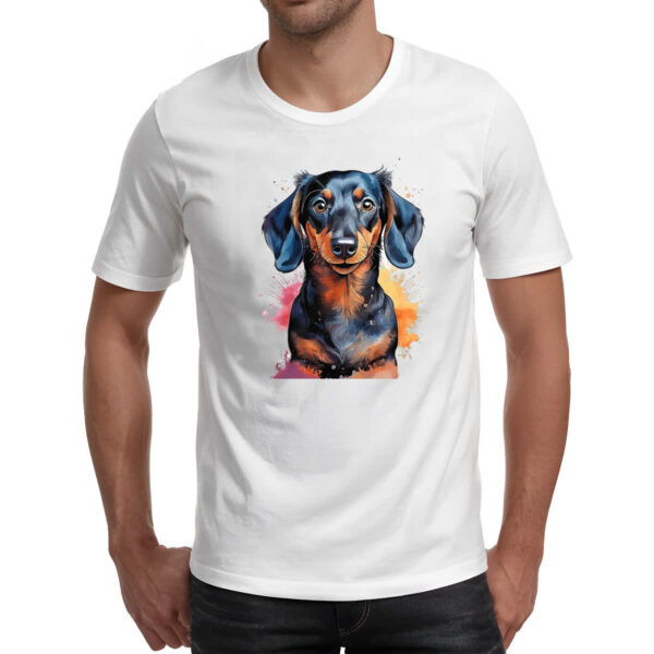 Camiseta Unissex Dachshund Watercolor Arte - Imagem 2