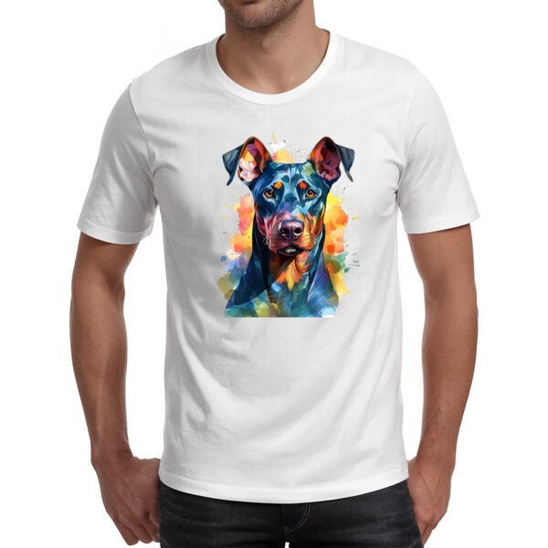 Camiseta Unissex Doberman Watercolor Arte - Imagem 2