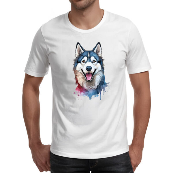 Camiseta Unissex Husk Siberiano Watercolor Arte - Imagem 2