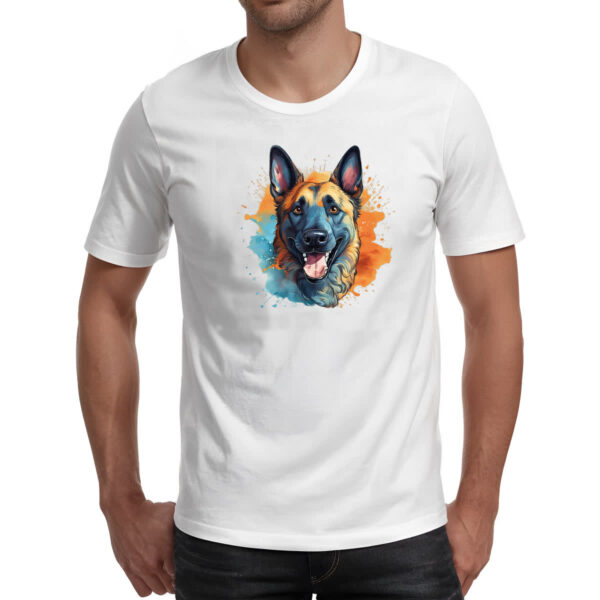 Camiseta Unissex Pastor belga Watercolor Arte - Imagem 2