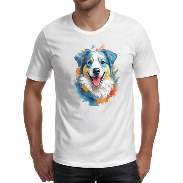 Camiseta Unissex Pastor-australiano Watercolor Arte - Imagem 2