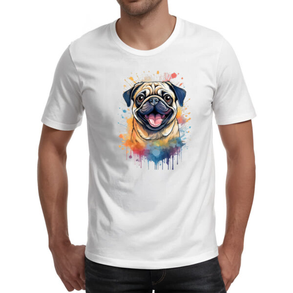 Camiseta Unissex Pug Watercolor Arte - Imagem 2