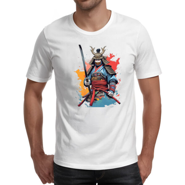 Camiseta Unissex Samurai Watercolor Arte - Imagem 2