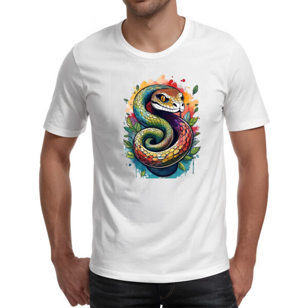 Camiseta Unissex Serpente Watercolor Arte - Imagem 2
