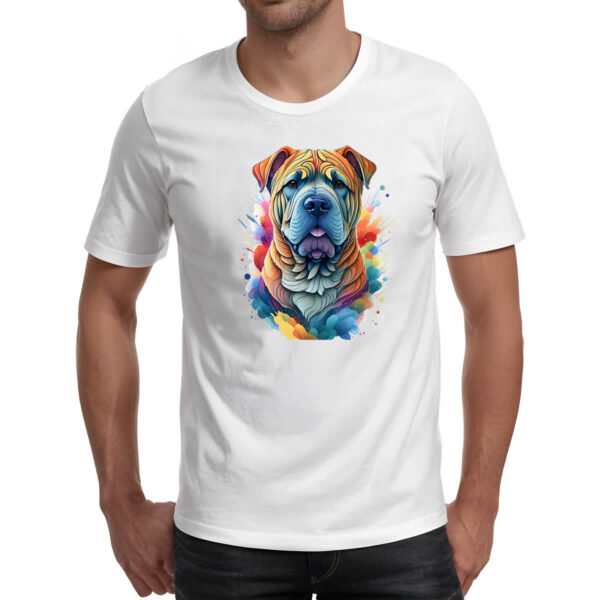 Camiseta Unissex Shar-pei Watercolor Arte - Imagem 2