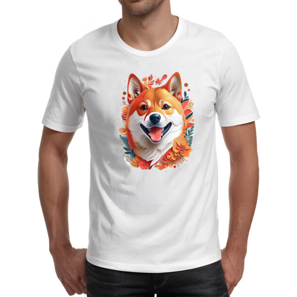 Camiseta Unissex Shiba Inu Watercolor Arte - Imagem 2