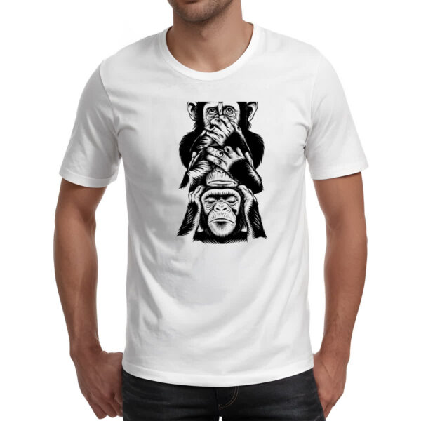 Camiseta Unissex 3 macacos sabios chinpanzes - Imagem 2