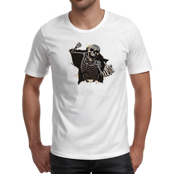 Camiseta Unissex Caveira mal educada rasgando camisa - Imagem 2