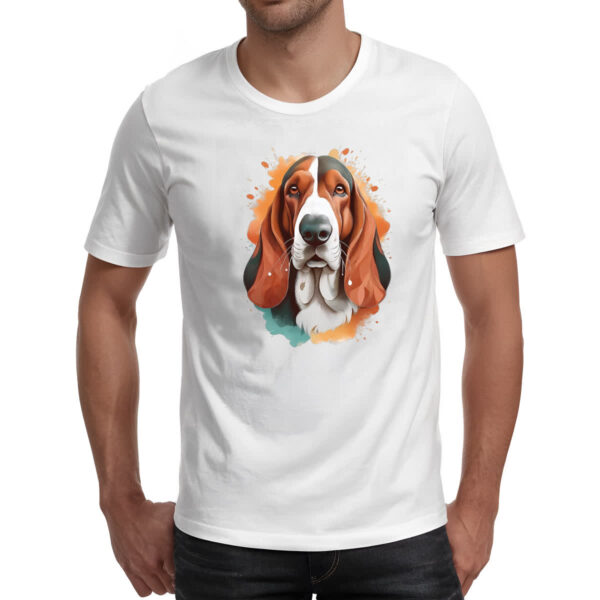 Camiseta Unissex Basset Hound Watercolor Arte - Imagem 2