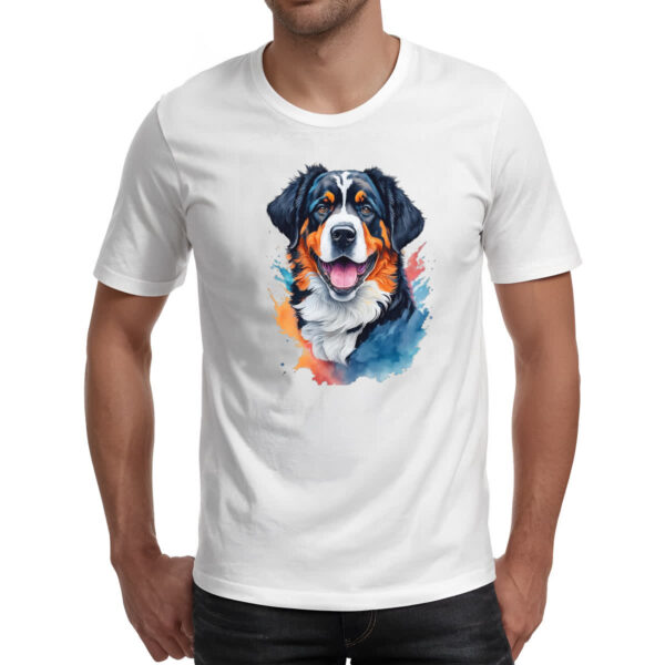 Camiseta Unissex Boiadeiro de Berna Watercolor Arte - Imagem 2