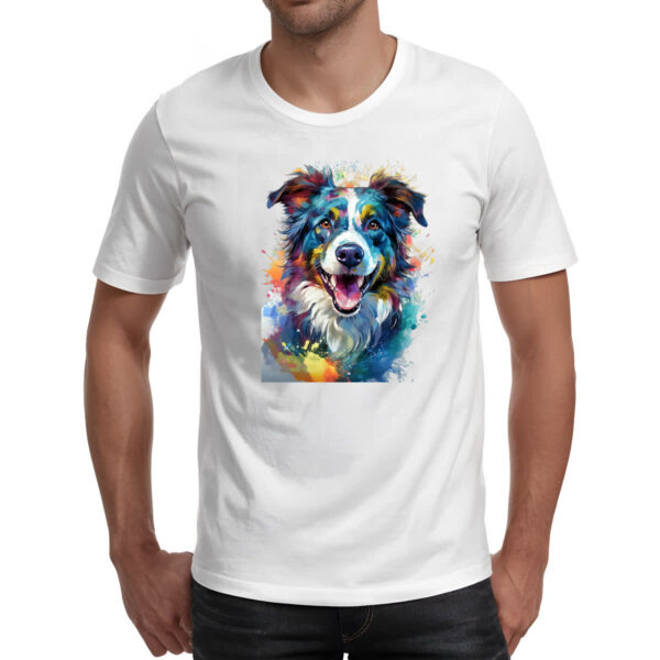 Camiseta Unissex Border Collie Watercolor Arte - Imagem 2