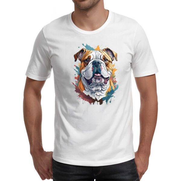 Camiseta Unissex Bulldog ingles Watercolor Arte - Imagem 2