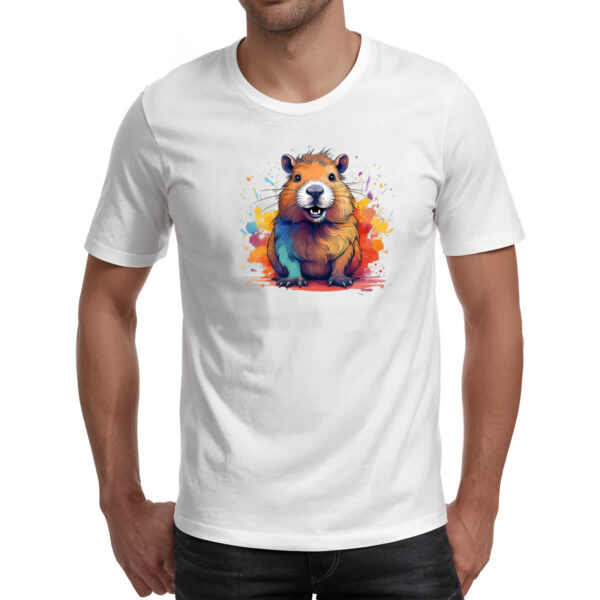 Camiseta Unissex Capivara Watercolor Arte - Imagem 2