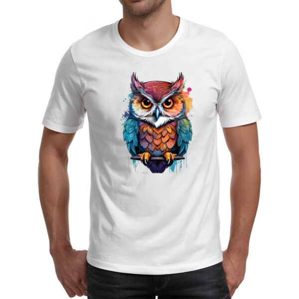 Camiseta Unissex Coruja Watercolor Arte - Imagem 2