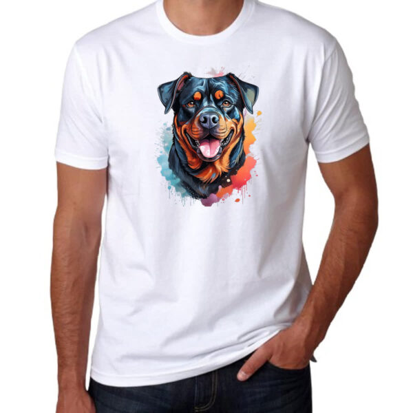 Camiseta Unissex Rottweiler Watercolor Arte - Imagem 3