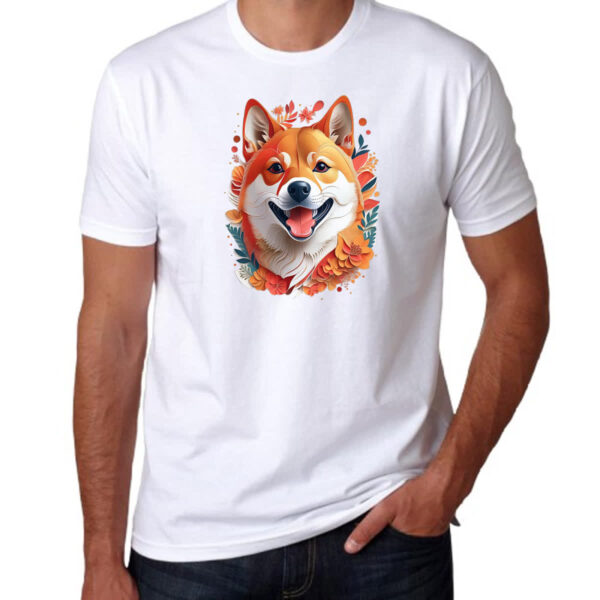 Camiseta Unissex Shiba Inu Watercolor Arte - Imagem 3