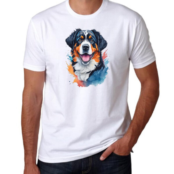 Camiseta Unissex Boiadeiro de Berna Watercolor Arte - Imagem 3