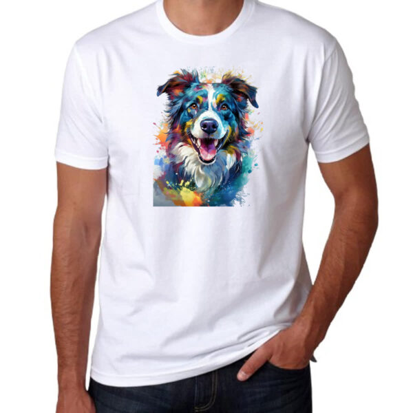 Camiseta Unissex Border Collie Watercolor Arte - Imagem 3