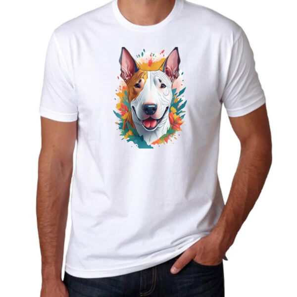 Camiseta Unissex Bull Terrier Watercolor Arte - Imagem 3