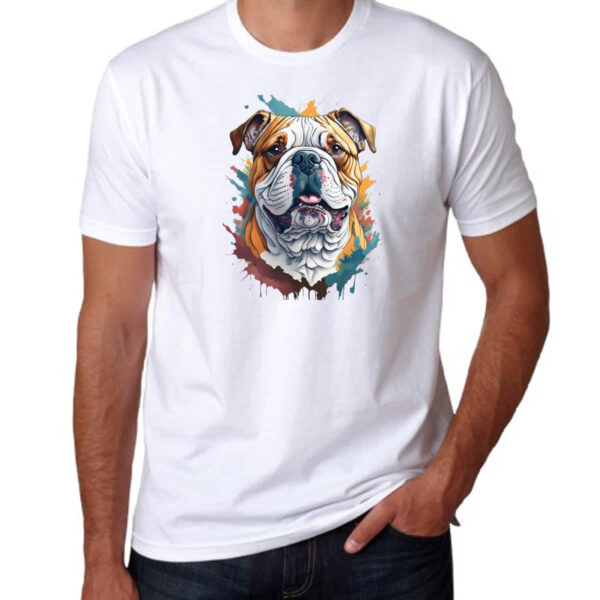 Camiseta Unissex Bulldog ingles Watercolor Arte - Imagem 3