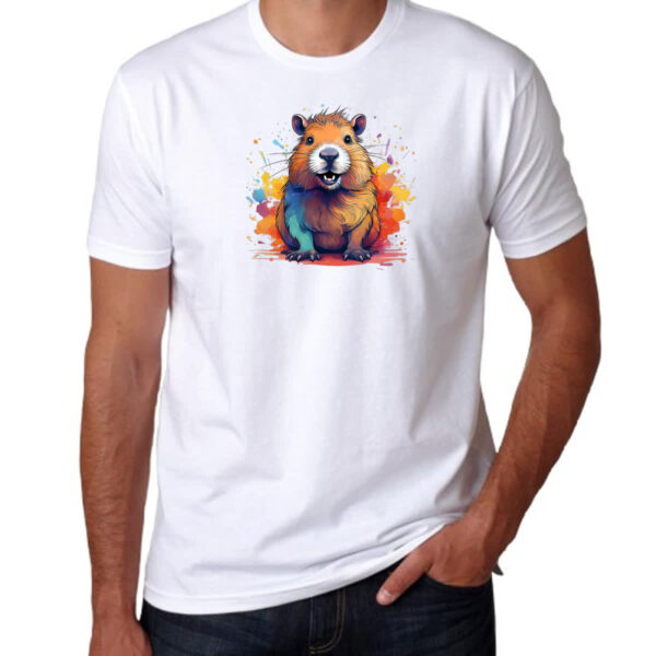 Camiseta Unissex Capivara Watercolor Arte - Imagem 3