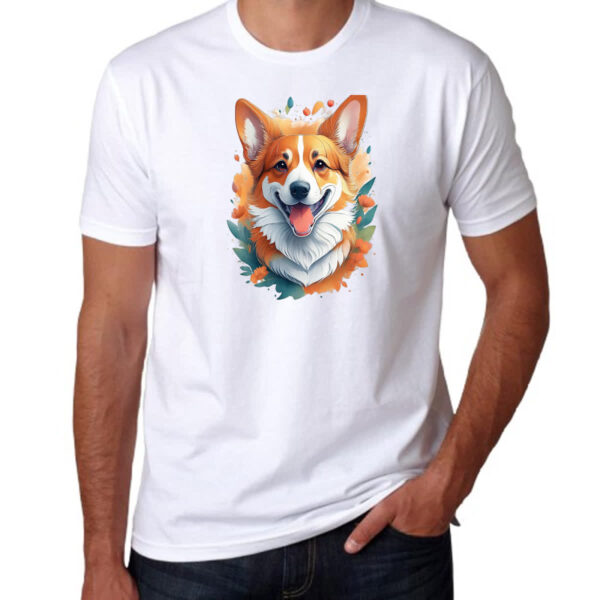 Camiseta Unissex Corgi Watercolor Arte - Imagem 3