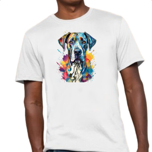 Camiseta Unissex Dogue alemao Watercolor Arte - Imagem 4