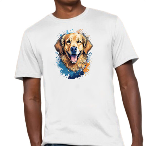 Camiseta Unissex Golden Retriever Watercolor Arte - Imagem 4