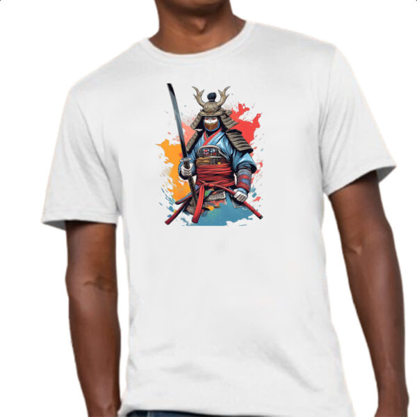 Camiseta Unissex Samurai Watercolor Arte - Imagem 4