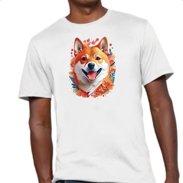 Camiseta Unissex Shiba Inu Watercolor Arte - Imagem 4